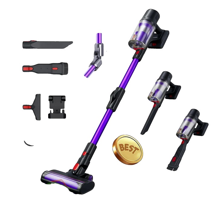 Вертикална прахосмукачка, 180 гъвкава тръба, 55KPa всмукателна мощност, виолетов
