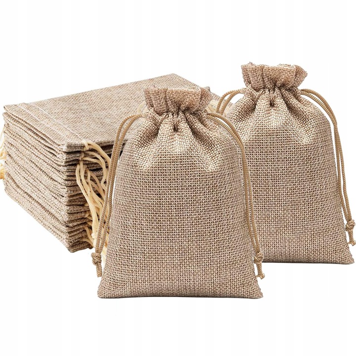 Set 30 pungi de jute pentru cadouri, 10x14cm, culoare jute