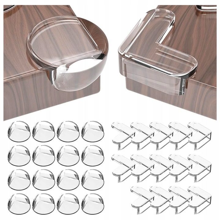 Set 30x protectii din silicon pentru colturi, transparente, pentru protectia mobilierului