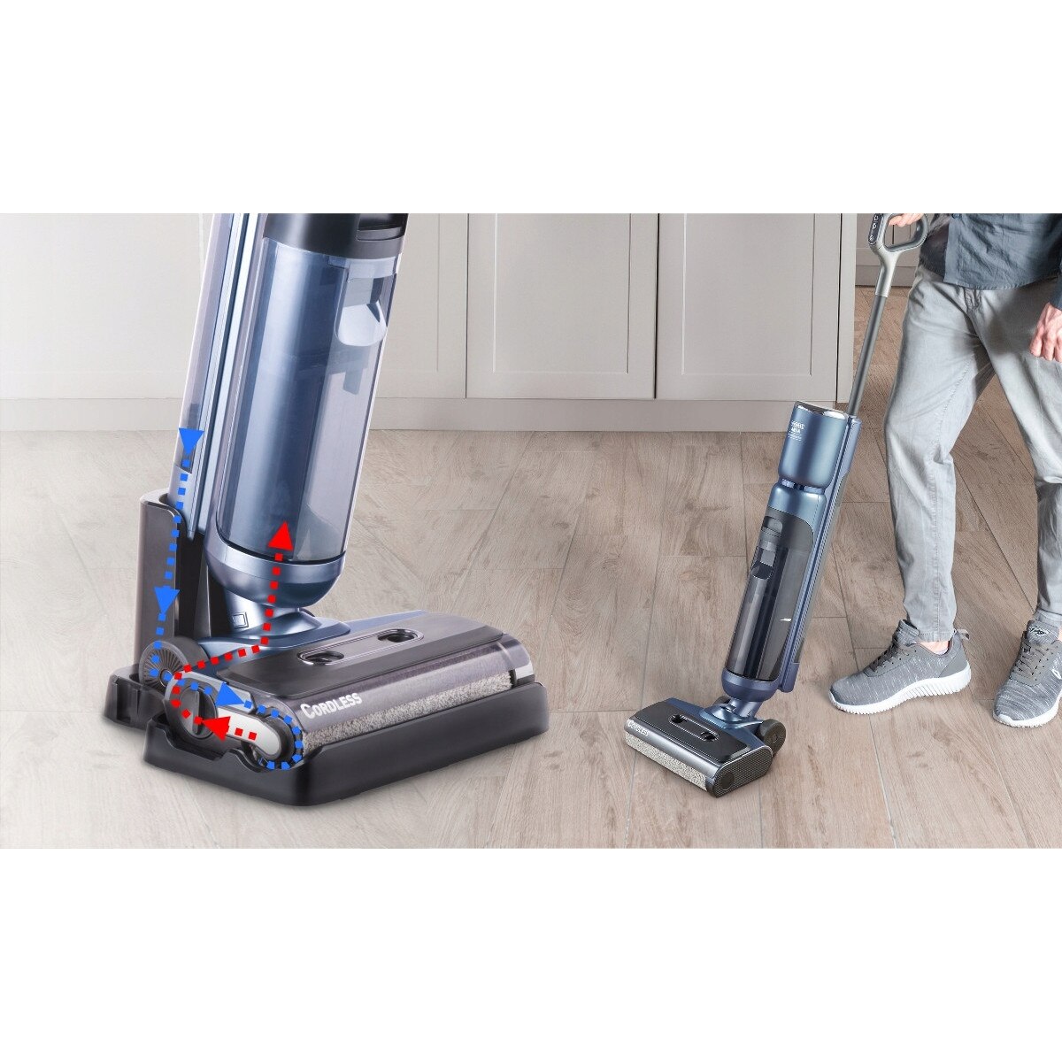 Aspirator vertical 3 in 1 Thomas Aqua Floor Cleaner, sterilizare, auto-curatare, galactic albastru