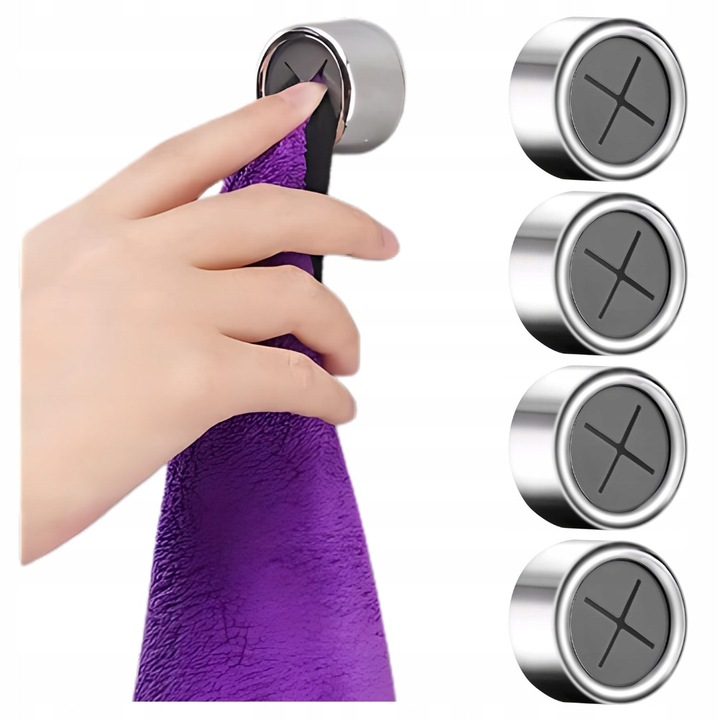 Set 4 suporturi autoadezive pentru prosoape, rotunde, pentru baie si bucatarie, waterproof, din ABS si silicon