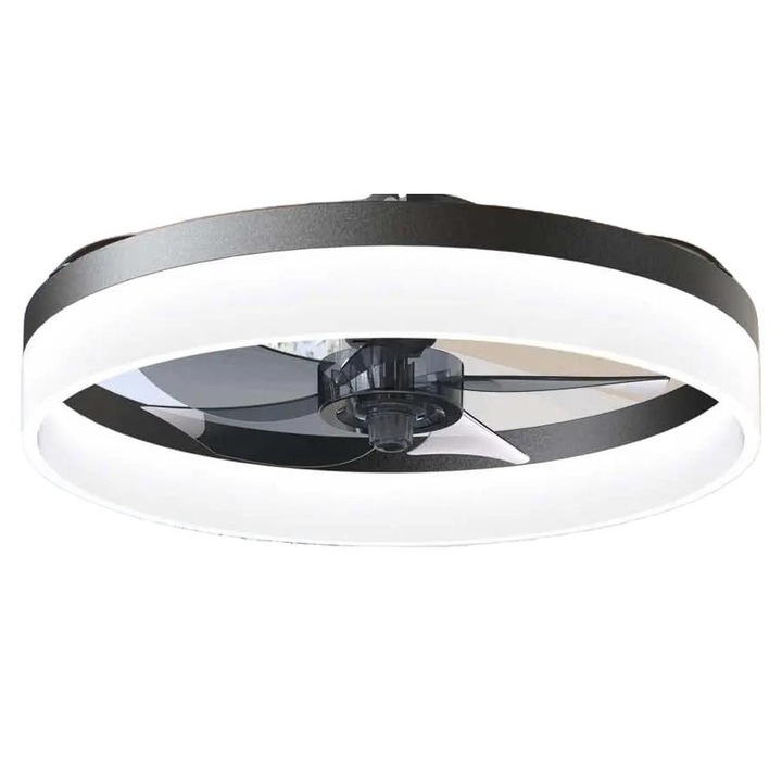 Ventilator de tavan, lumina reglabila, control de la distanta, negru