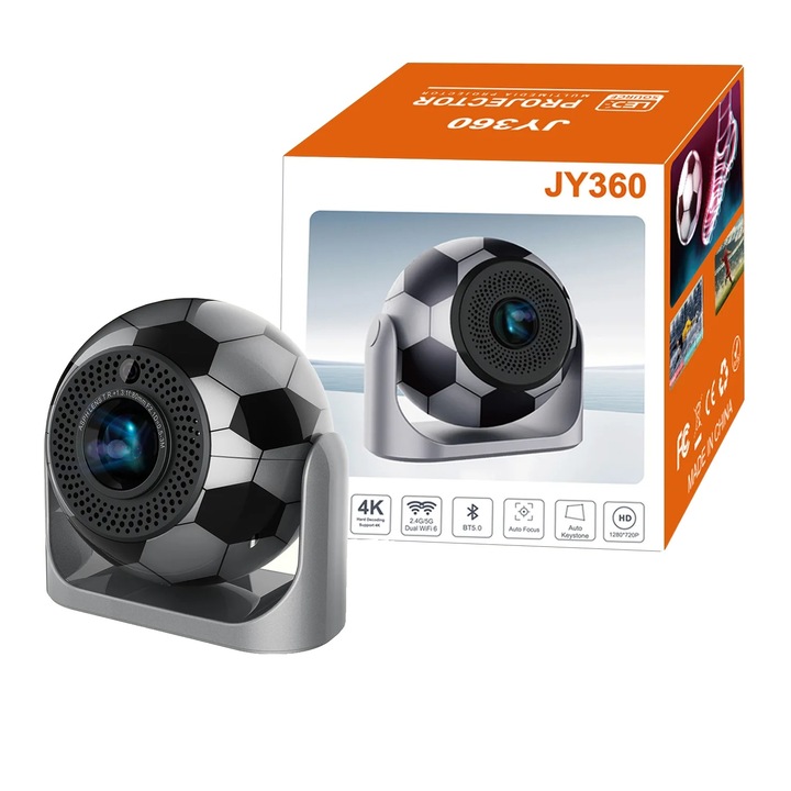 Videoproiector mini, conectivitate Bluetooth, luminozitate 18,000 Lumeni, negru, 13.5 inch