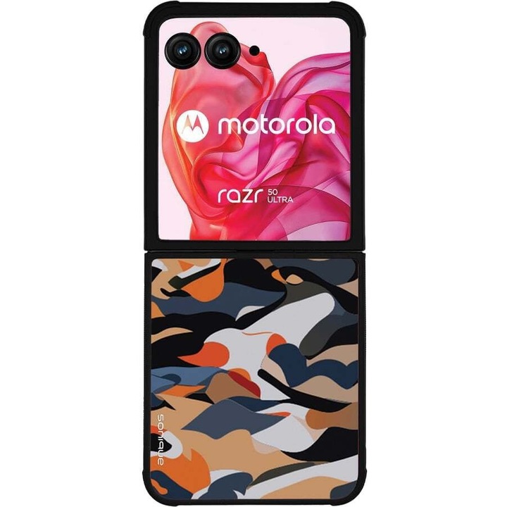 Husa telefon Sonique Camouflage Army, silicon, portocalie, pentru Motorola Razr 50 Ultra