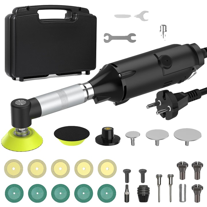 Polizor electric, Viteza ajustabila, Negru, 1.8m cablu, accesorii incluse