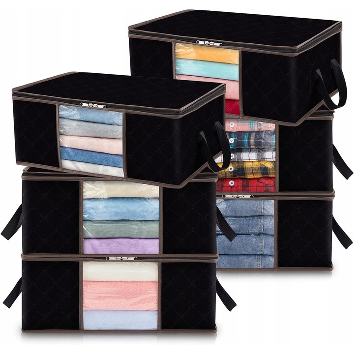 Set 6 saci depozitare, Negru, 35L