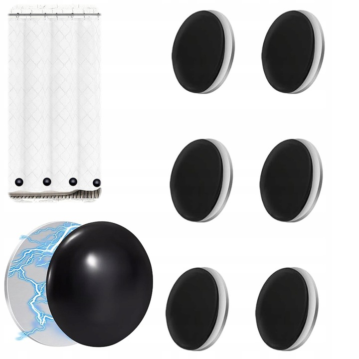 Set 6 greutati magnetice pentru perdele, 4cm, negru