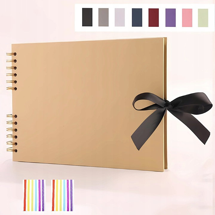Album foto scrapbook, 40 pagini, khaki, set cu 2 foi autocolante, A5