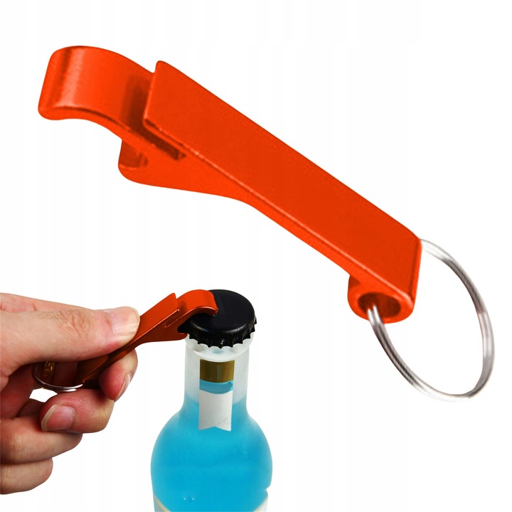 Breloc cu deschizator de sticle si conserve, design modern, multicolor, 6,5x1,4x1,4cm, 1 bucata