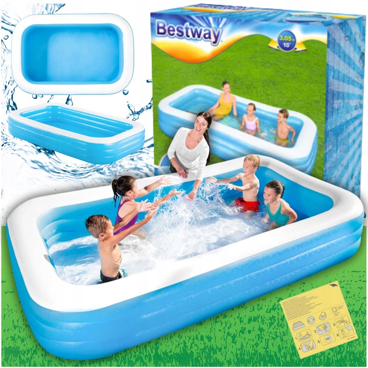 Bestway felfújható medence 305x183x56 cm, 1161 literes űrtartalom, PVC anyag, kék és fehér