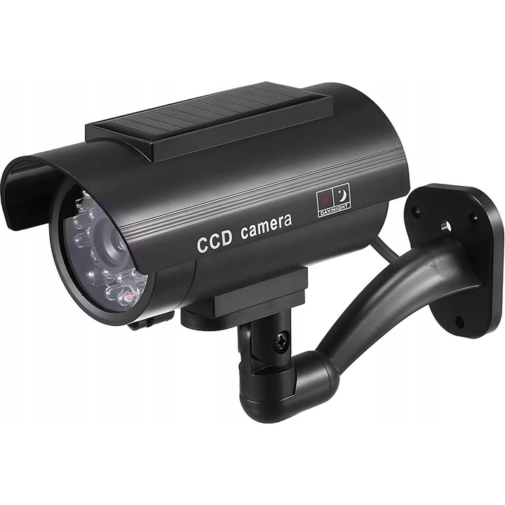 LED соларна камера 360, устойчива на атмосферни влияния, черна, монтаж на стена или таван