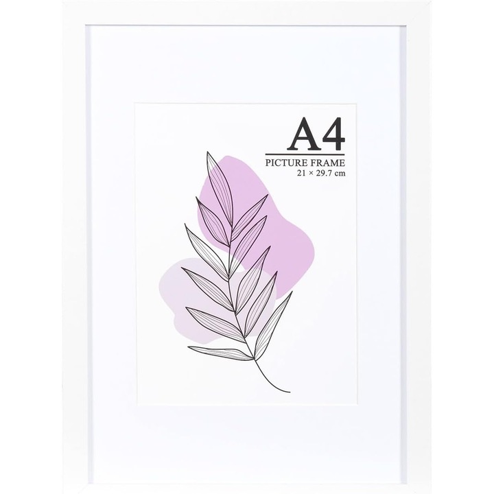 Rama foto alba A4, MDF, acril, set complet, montaj usor