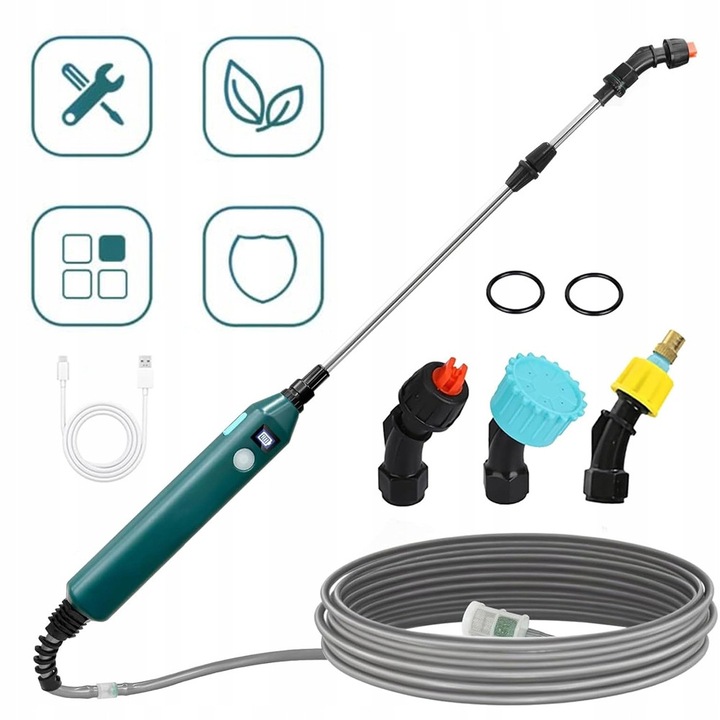 Opryskiwacz electric pentru plante, 8,6-32,8 inch, 5m furtun, 3 duze, set complet