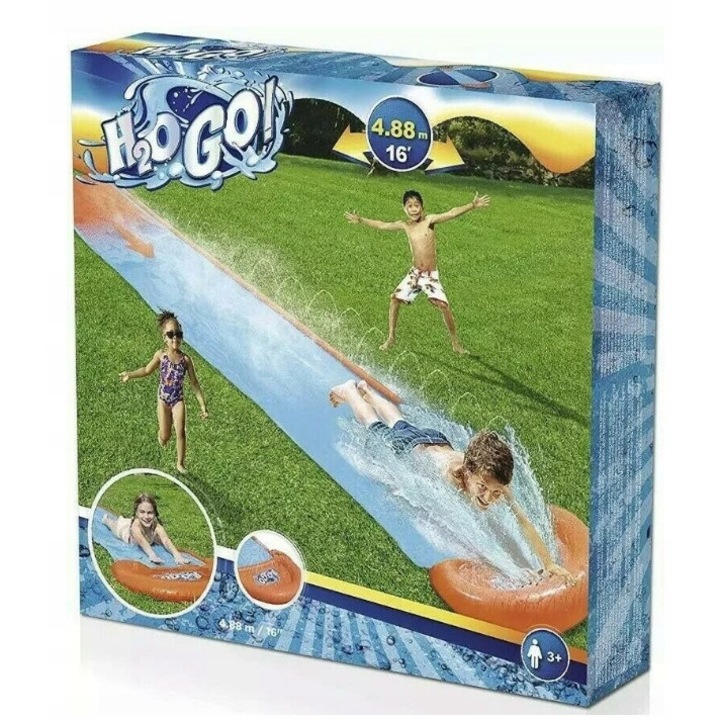 Tobogan cu apa Bestway H2O GO!, 4,88m, cu fantana, pentru copii de la 3 ani