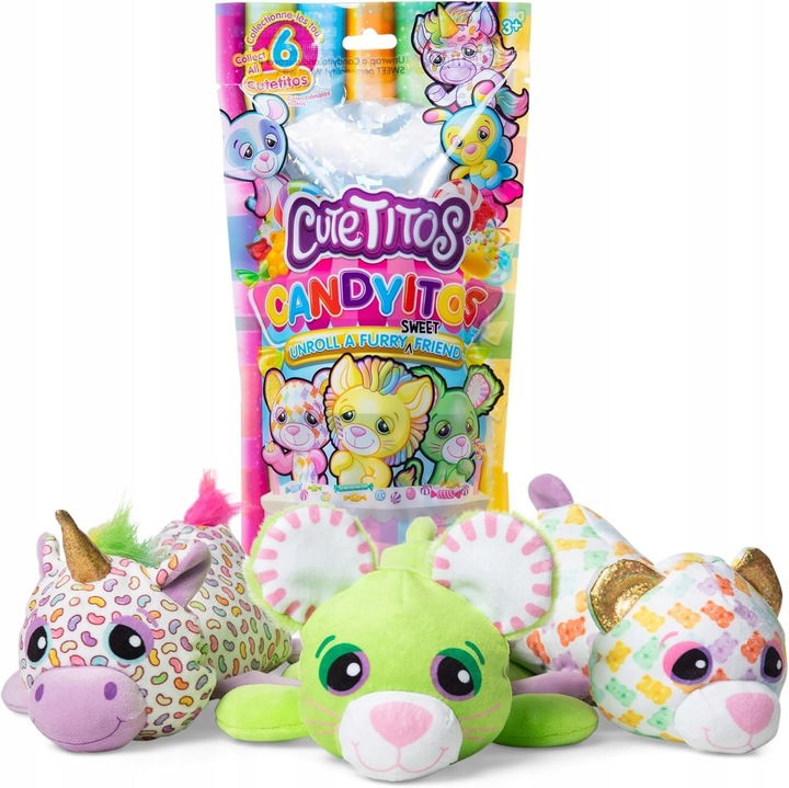 Cutetitos Candyitos Set de jucarii de plus, mascote surpriza, 17 cm, multicolor