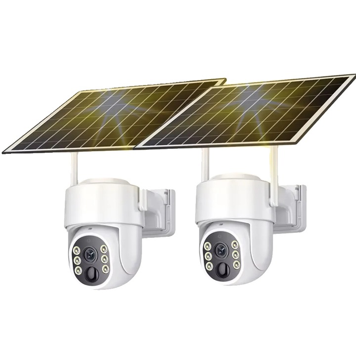 Комплект камери за наблюдение, AI детекция на движение, двупосочно аудио, 5MP, соларно захранване, безжични