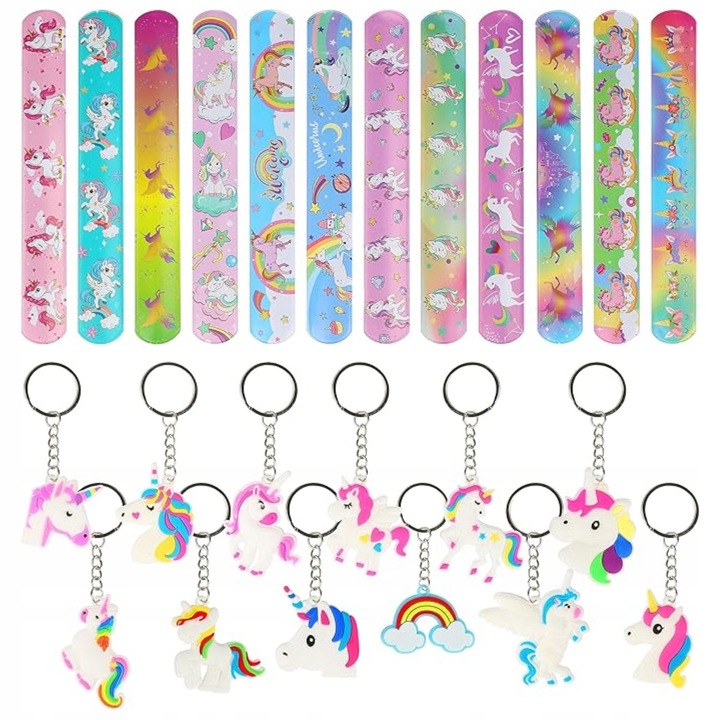 Set 24 bratari si brelocuri colorate pentru copii, accesorii de petrecere, multicolor