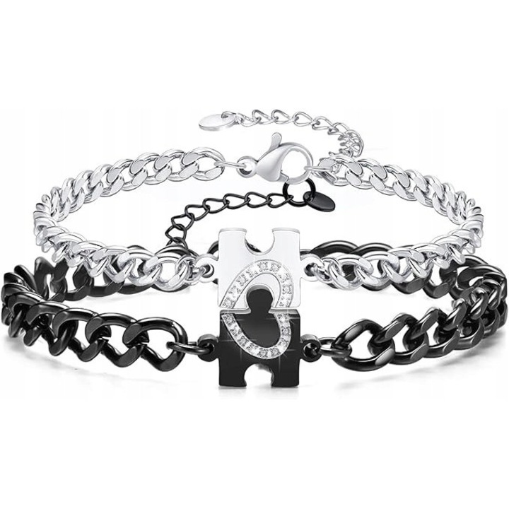 Bratara pentru cupluri, design magnetic, set bratari puzzle, 16x23cm, multicolor, set 2