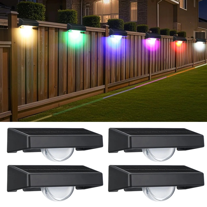 LED осветление на слънчева енергия, Външна стенна лампа, IP65, 1 голям LED, Вграден соларен панел, Дифузер от боросиликатно стъкло, ABS корпус