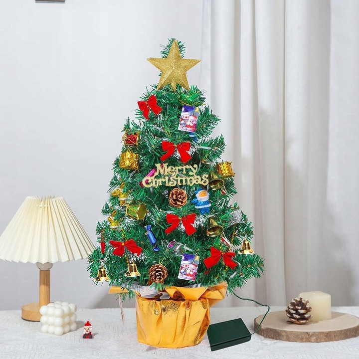 Brad de Craciun decorativ, Multicolor, 60 cm