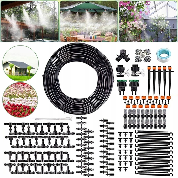 Set complet de irigare, 40m, sistem de irigare prin picurare, rezistent la soare, usor de instalat