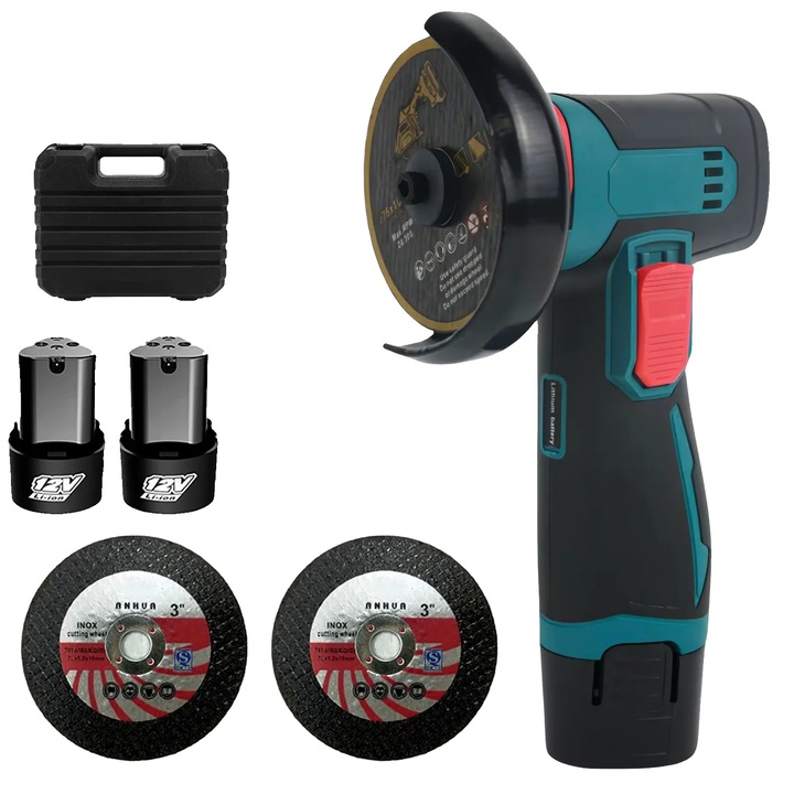 Polizor unghiular, 600W, 2 acumulatori, fara fir, 7.6cm