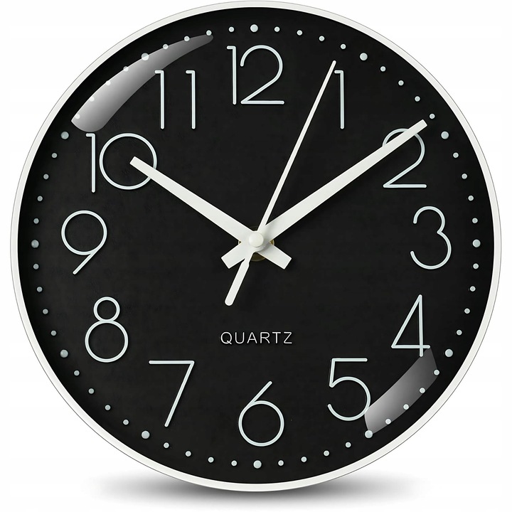 Ceas decorativ, Inny, 20 cm, negru/bel, design retro, mecanism silentios