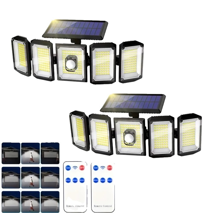 Lampi solare, 300 LED, design rezistent la apa, set 2 bucati