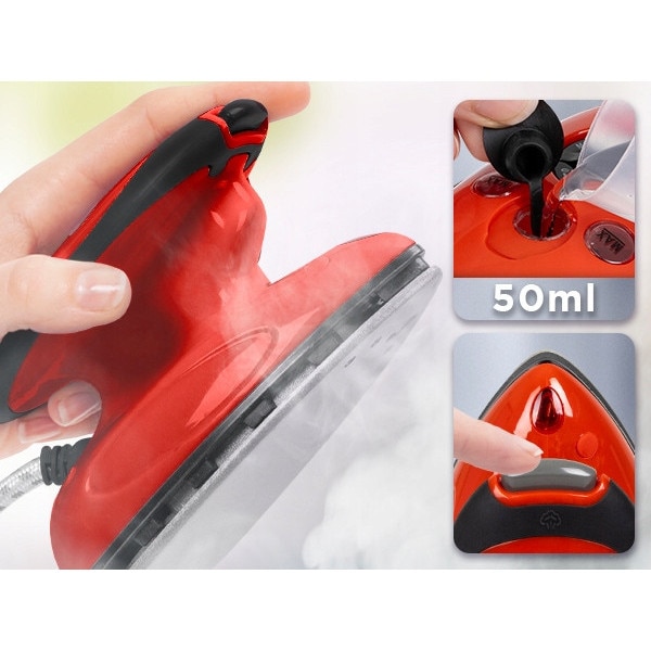 Mini fier de calcat cu aburi Duronic SI2, 375W, rosu, capacitate rezervor 50ml, reglare temperatura 65-230C