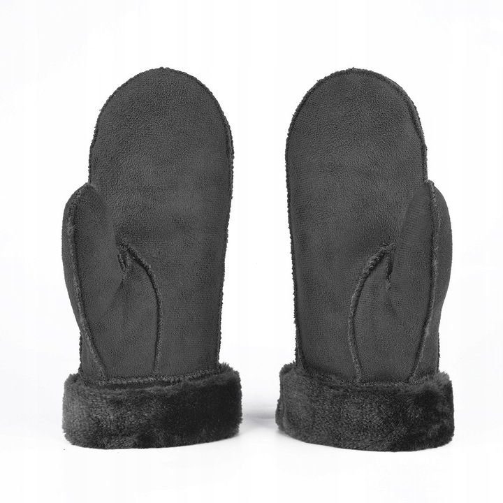 Manusi calduroase din piele, 25x11cm, negre, set 1 pereche