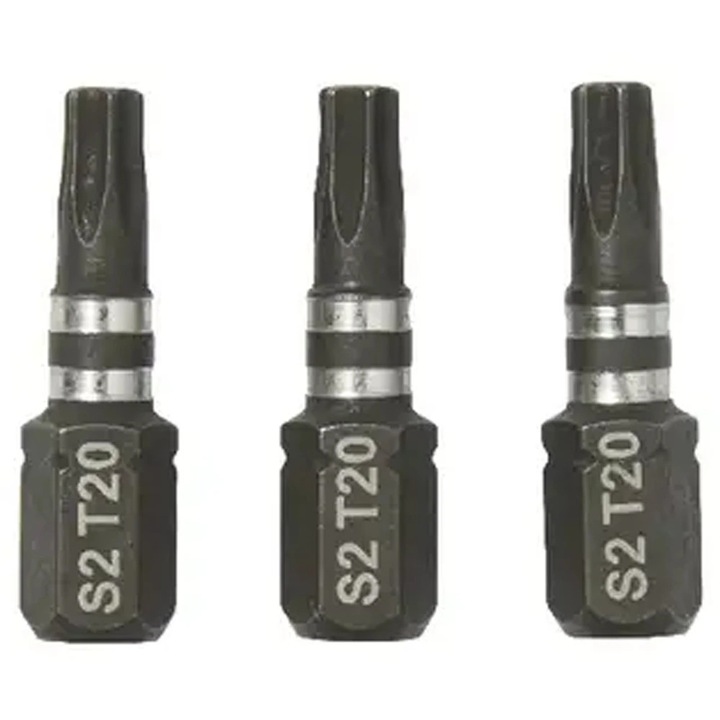 ERBAUER hatszögletű bitek, T20, 25mm, 3db, fekete