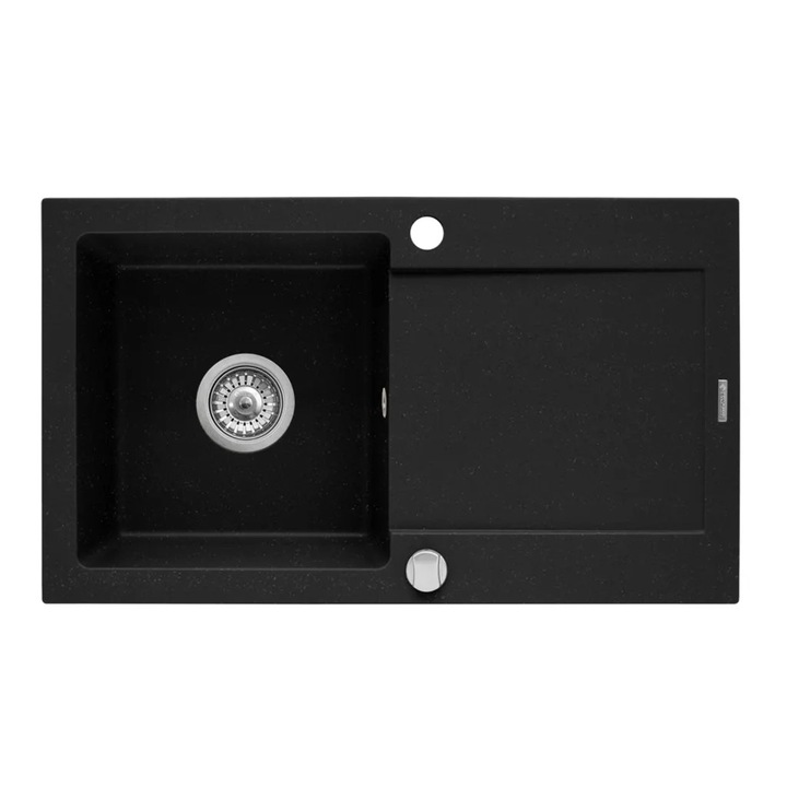 Chiuveta Bucatarie, Alessandro DESIGN, Inox, Negru Grafit, 75x45x21cm