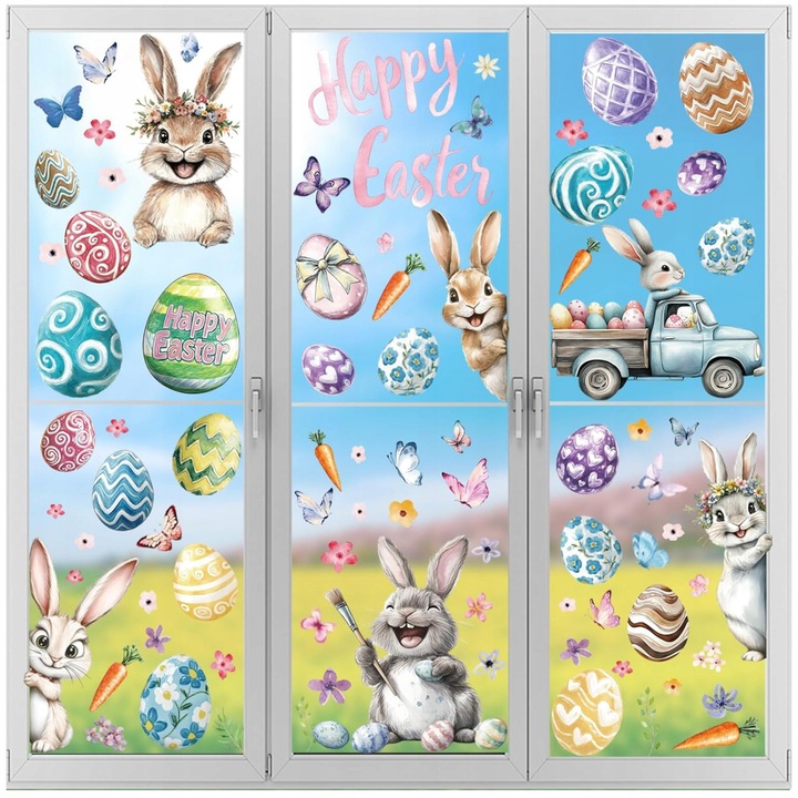 Stickere decorative Paste, 9 foi stil acvarel reutilizabile multicolor