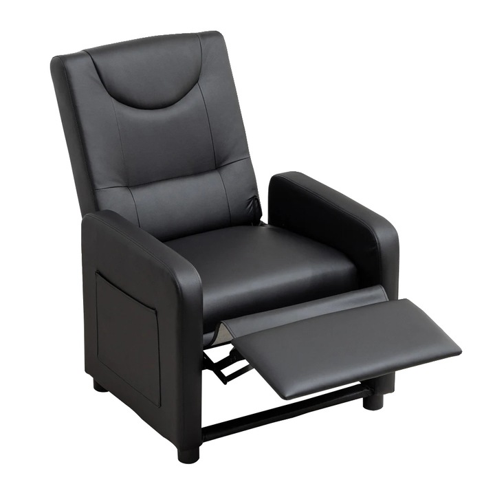 Fotoliu, design modern, negru, reglabil, material textil