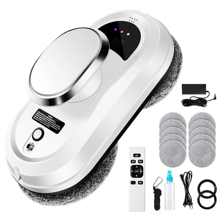 Aspirator robot alb, curățare feronerie, cu control de la distanță, dimensiuni compacte