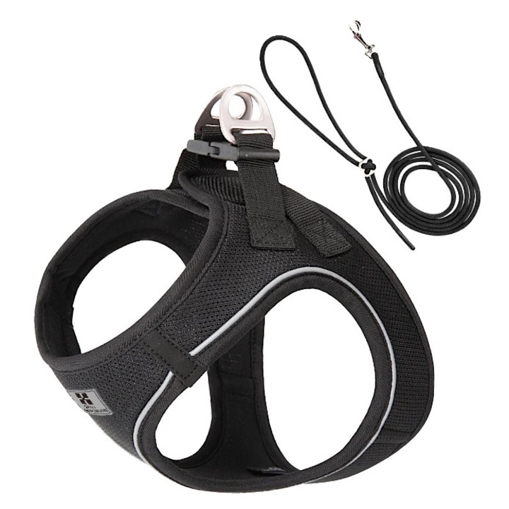 Ham pentru caini, ajustabil, siguranta reflectorizanta, M, negru