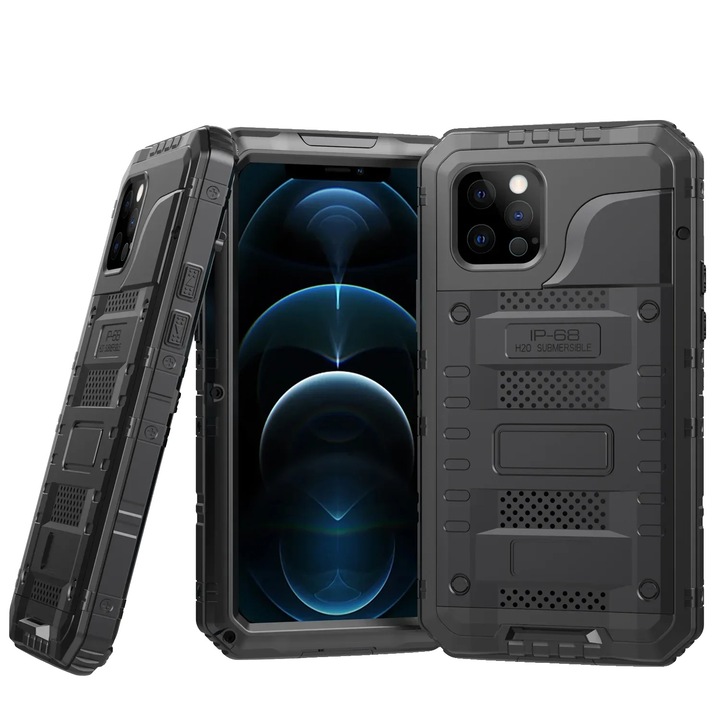 Husa telefon, iPhone 14 Pro, protectie socuri, impermeabilitate IP68, metal, policarbonate