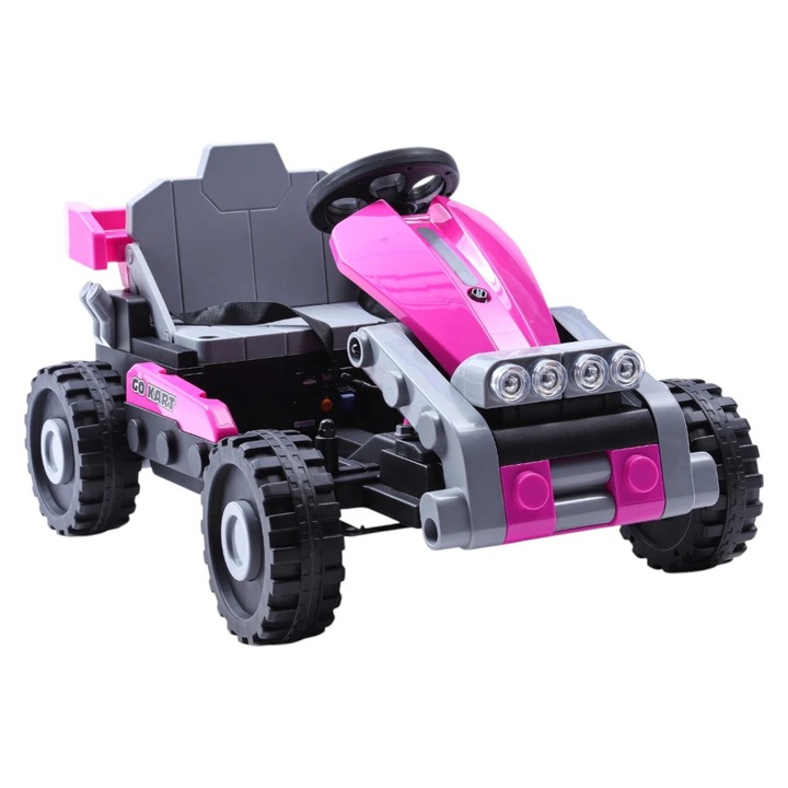 Kart Electric 2-in-1, NOVOKIDS, TransformX, roz, 950x620x510mm, 24V, cu roti EVA, lumini LED, muzica