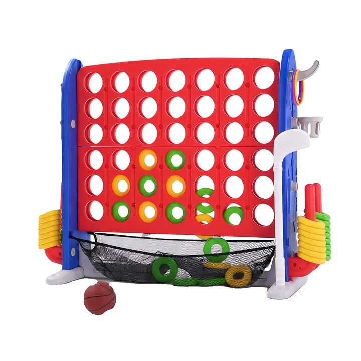 Set de jocuri in aer liber, 3 in 1, inaltime ajustabila, rosu, material durabil