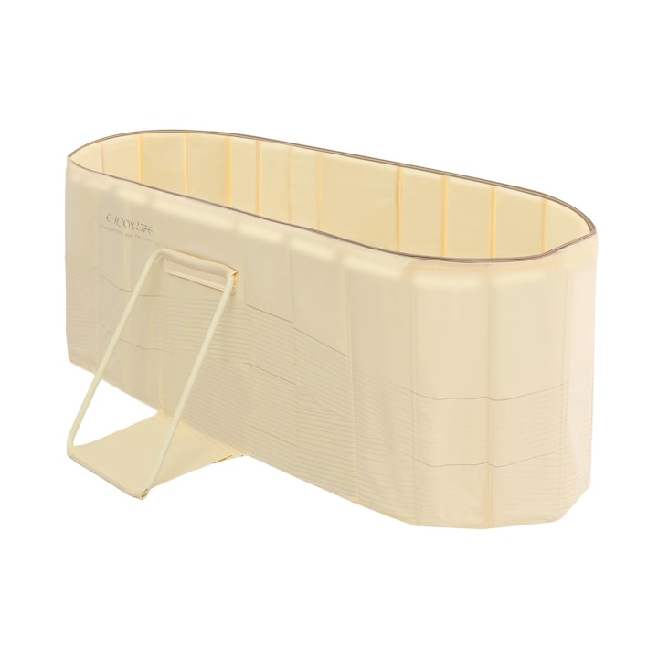 Összecsukható kád felnőtteknek, Hordozható szabadon álló kád, Méret 150×55×50 cm, PVC anyag, Jégfürdőhöz és relaxációhoz, Akár 100 kg-ig, Sárga