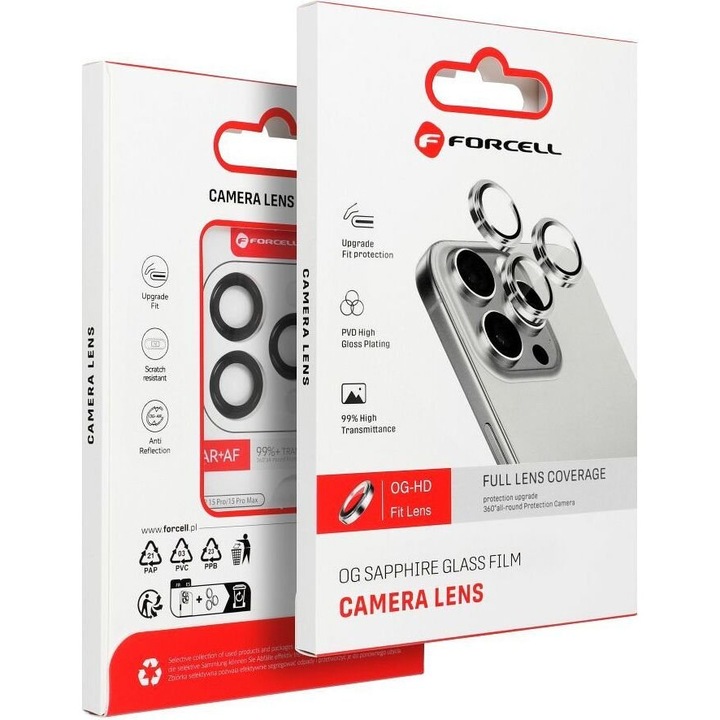 Folie protectie camera Forcell Premium, 9H, cu rama, transparenta, 0.22mm, pentru Samsung Galaxy S25