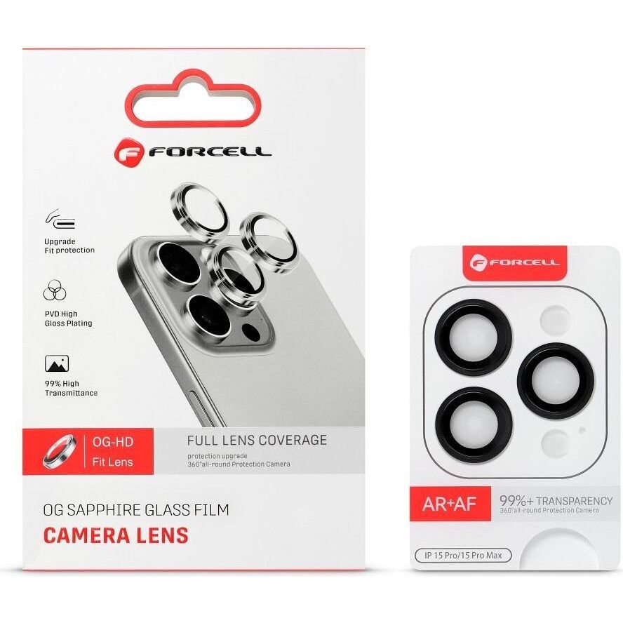 Folie protectie camera Forcell Premium, 9H, cu rama, transparenta, 0.22mm, pentru iPhone 12 / 12 Mini
