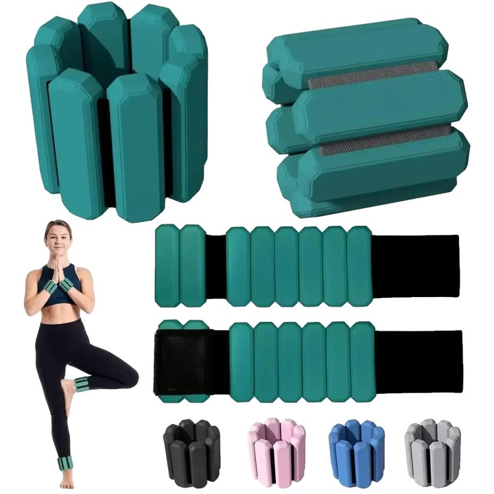 Greutati fitness, ajustabile, set 1 pereche, 900g, verde