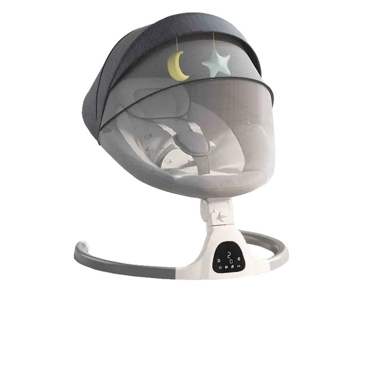 Balansoar electric pentru bebelusi, miscare linistitoare, control de la distanta, gri