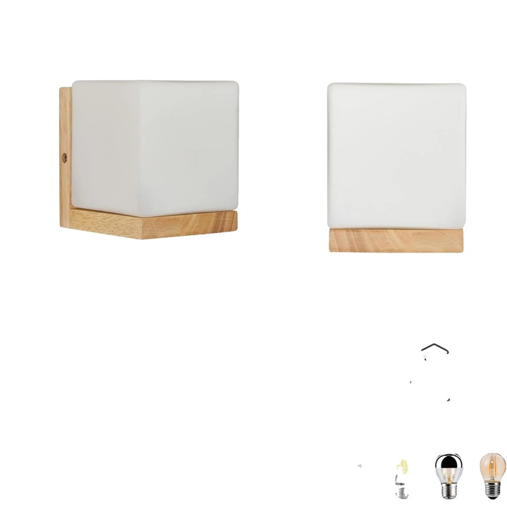 Винтидж аплик от дърво, енергоспестяващ, 1 източник на светлина, 220V, 10-15кв.м
