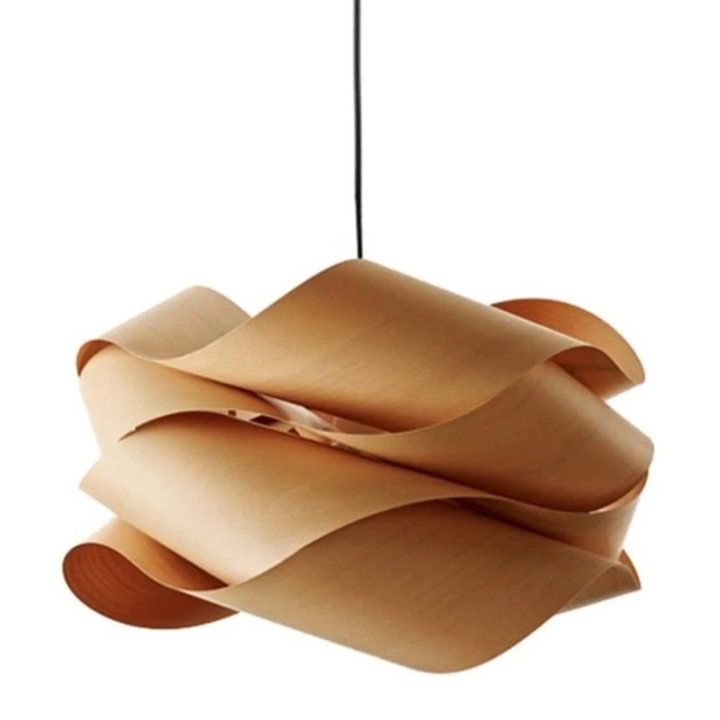 Lustra din bambus si lemn, design contemporan, 45CM, fara bec