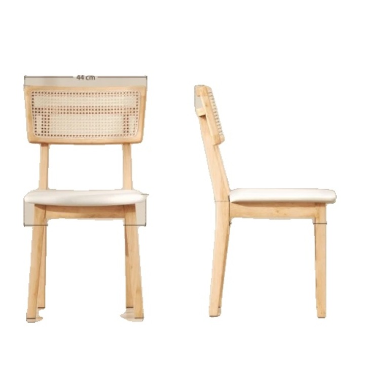 Scaun de dining, rattan, spatar confortabil, 46.5x53x85cm, 120kg