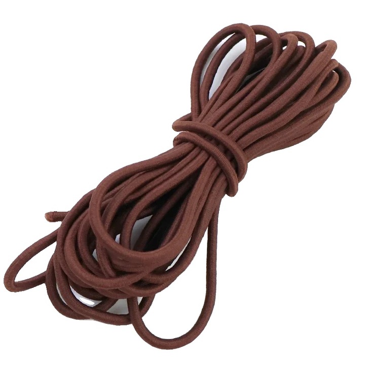 Cordon elastic, 5mm, 20 metri, maro inchis, set