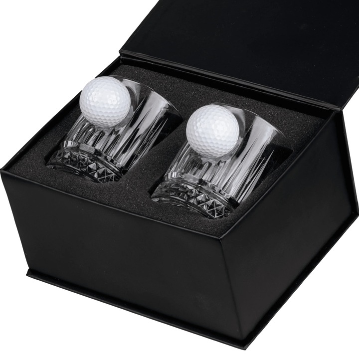 Set pahare din cristal pentru whisky cu minge de golf – 355 ml