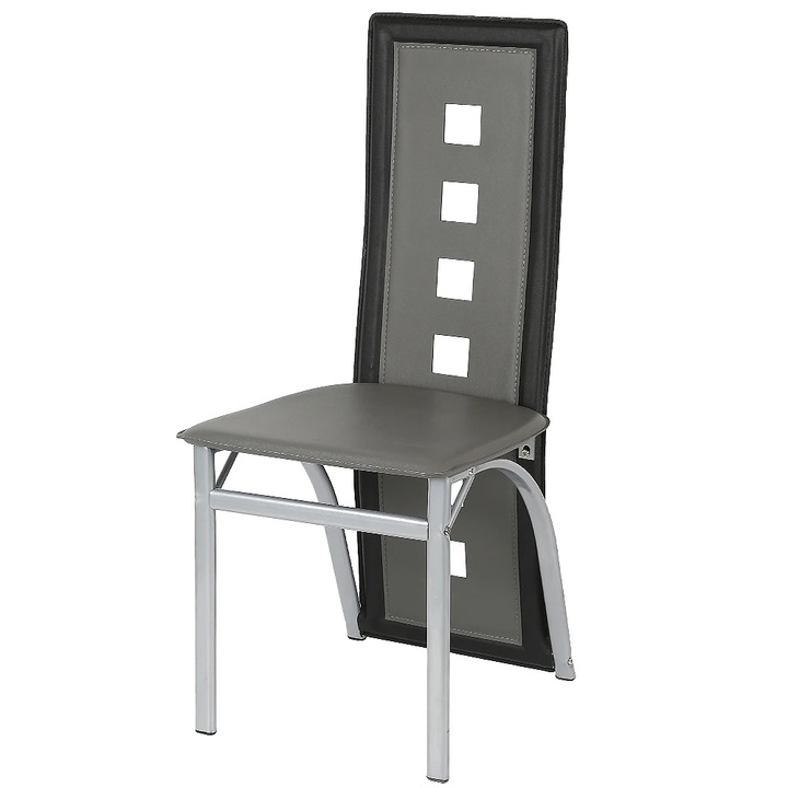 Scaune de dining, design minimalist modern, sezut confortabil, gri-negru, 42x42.5x101.5cm